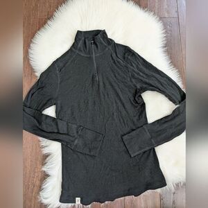 Ibex 100% New Zealand Merino Wool Black Women's Long Quarter Zip Sleeve Top L